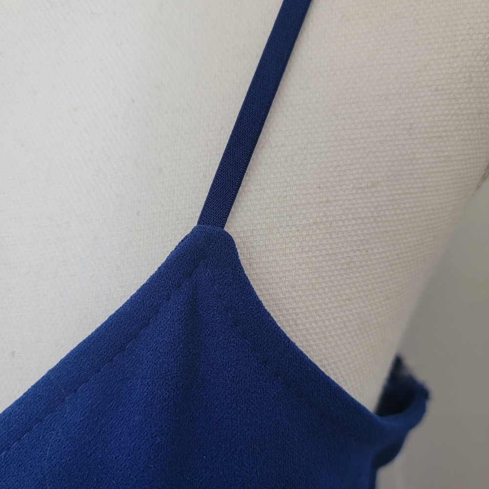 Emerald Sundae Womens V-neck Sheath Wrap High-Low Pointy Royal Blue Mini Dress - Picture 6 of 16